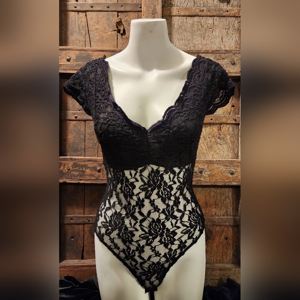 Black Gothic Lace Bodysuit